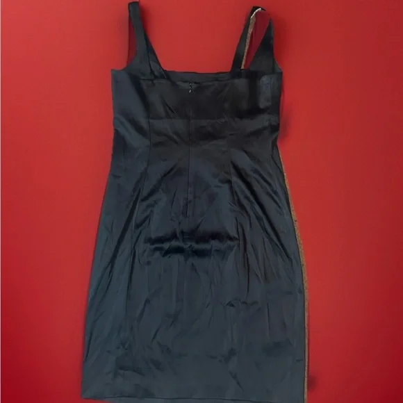 Elegant Calvin Klein Dress Black Satin Slight stretch Large very rare - Picture 6 of 6
